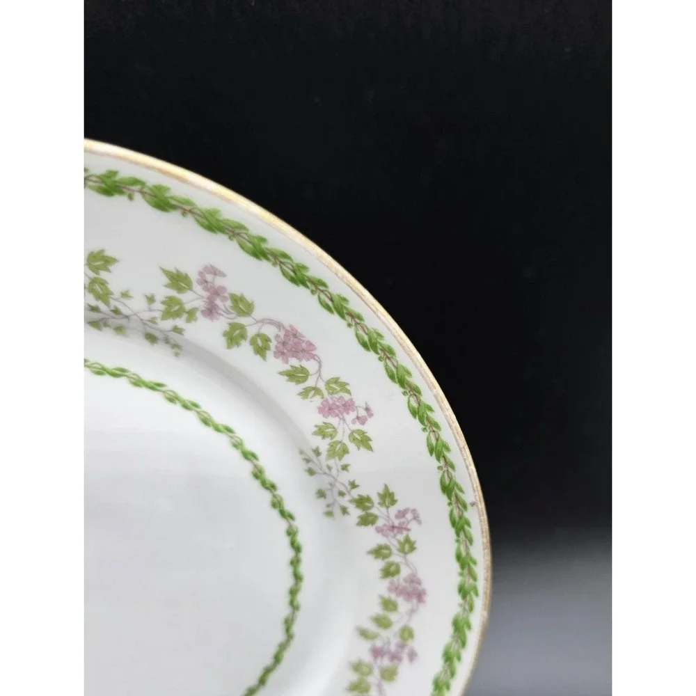 Set/5 Antique Soa GDA Limoges Hand Painted Purple Flower Bread Butter Plate 6.5